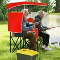 thumbnail image 4 of Costway Double Beach Chair with Adjustable Canopy Oversized Folding Camping Chair Red, 4 of 10