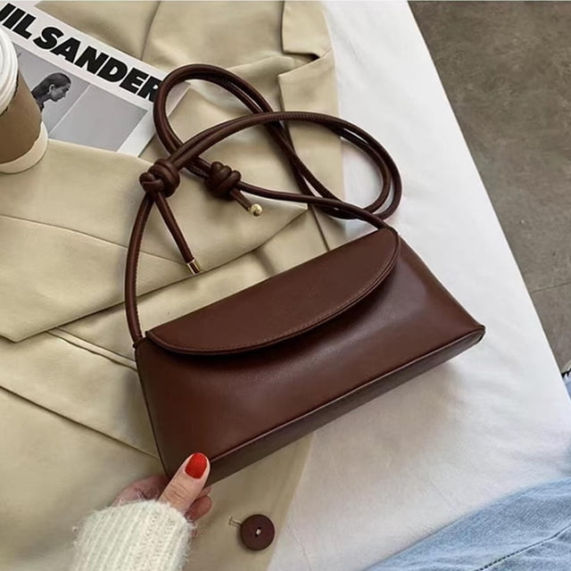 Lady Fashion Simple French One-shoulder Crossbody Solid Color Fashion Underarm Pu Leather Small Square Bag