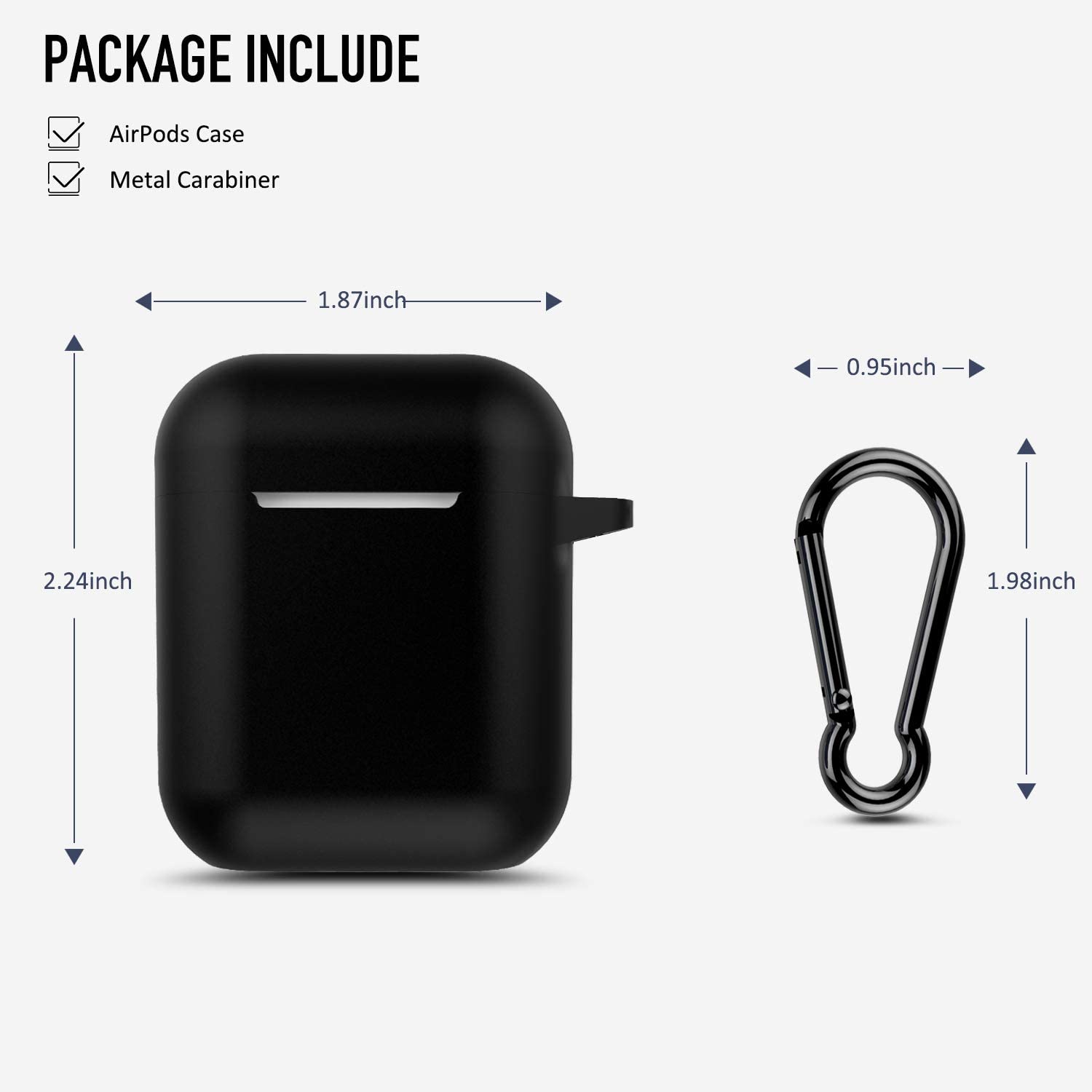 Surlong AirPods Case Cover with Keychain, Full Protective Silicone Accessories Skin Cover, Compatible with Apple AirPods 1&2 Wireless and Wired Charging Case, Black