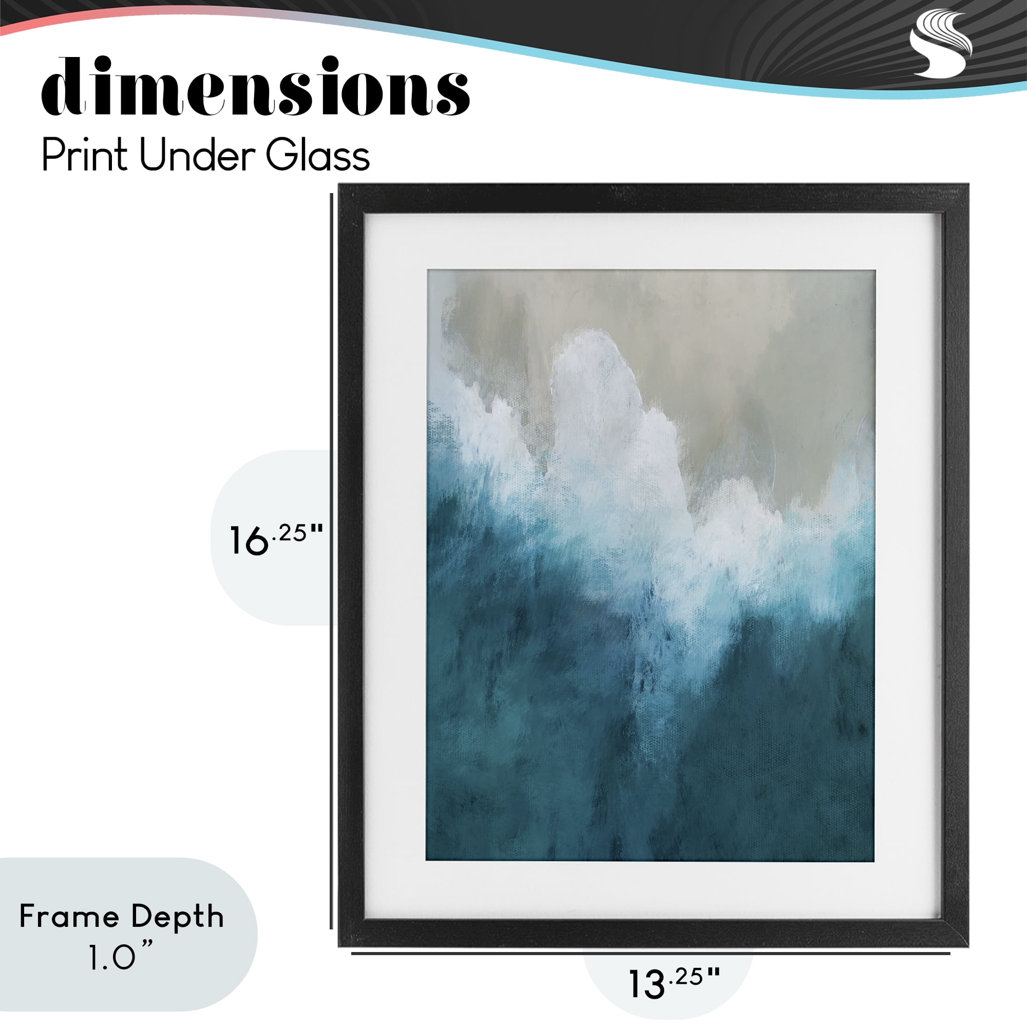 Stupell Industries Aerial Tide Abstraction Black Framed Print Under Glass, design by Denise Brown