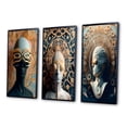 thumbnail image 3 of Designart "Futuristic Fashion Sci-Fi Woman Portrait II" Surrealism Framed Wall Art Set Of 3 - Blue Transitional Frame Canvas Set For Living Room Decor, 3 of 6