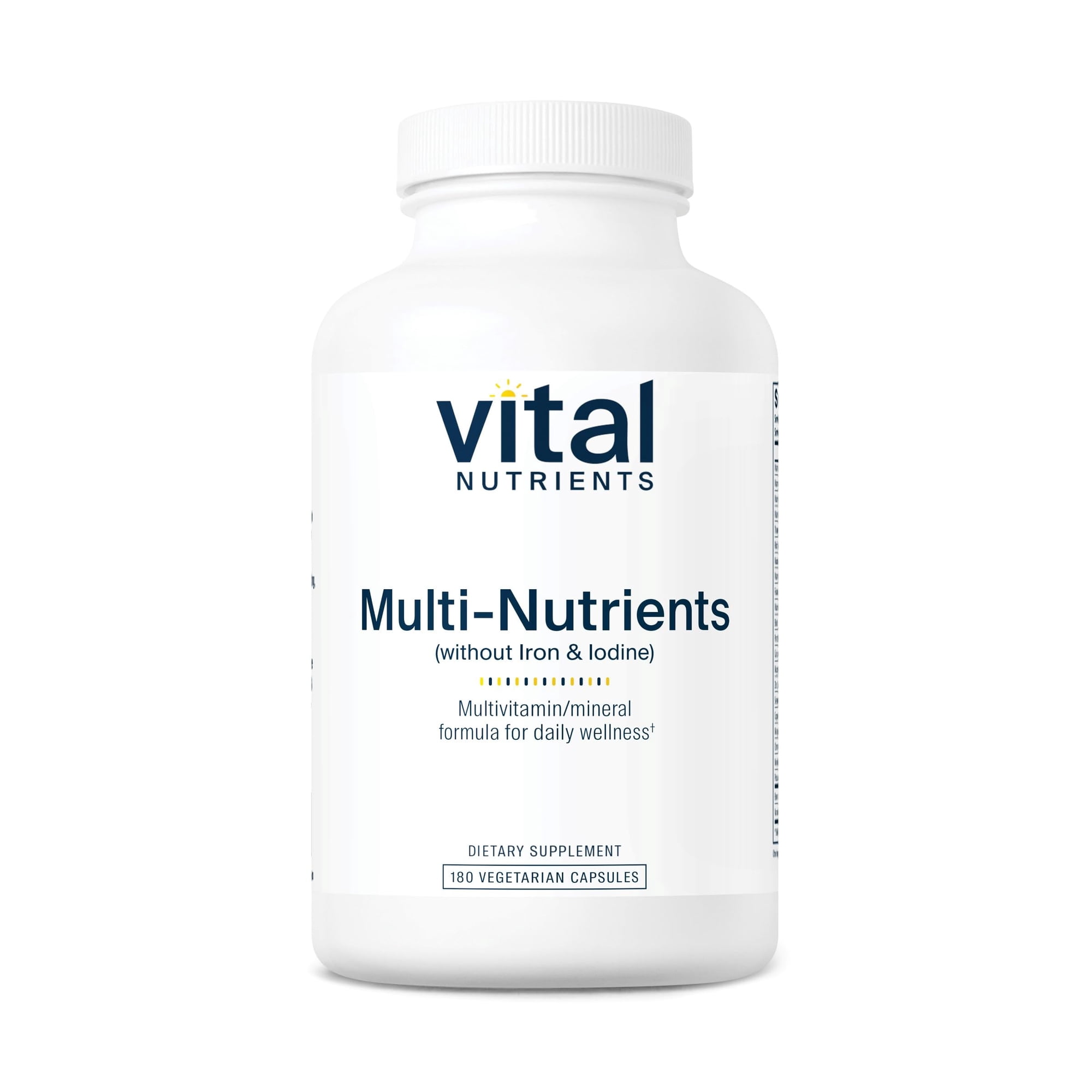 Vital Nutrients Multi-Nutrients (No Iron or Iodine) | Comprehensive Vegetarian Daily Multivitamin and Mineral Formula with Potent Antioxidants | Gluten, Dairy, Soy Free | Non-GMO | 180 Capsules