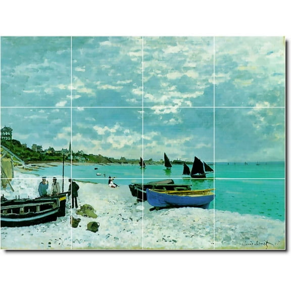 Ceramic Tile Mural-Claude Monet Waterfront Painting 119. 17" w x 12.75" h using (12) 4.25 x 4.25 ceramic tiles