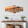 thumbnail image 2 of Elephant Stock Jacksonville Beach Pier Wall Art - Horizontal Multi Panel Canvas - 5 Pieceliving Room Wall Decor - Photography Nautical Multi Panel - Beige And Orange Decor - 29" x 12", 2 of 4