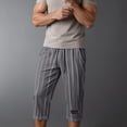thumbnail image 4 of Men's Lightweight Long Beach Shorts Striped Textured Quick Dry Below Knee 3/4 Capri Pants with Pockets for Workout Running Training Summer Big and Tall Size S-4XL Dark Gray, 4 of 7
