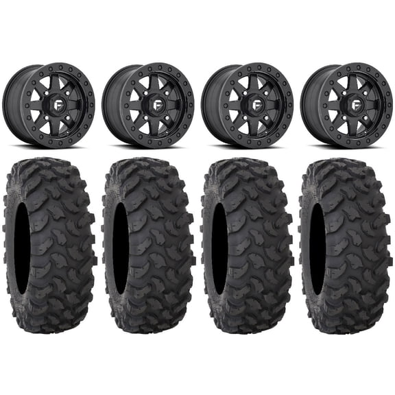 Fuel Maverick Bdlk Bk 15" Wheels 32" XTR370 Tires Kawasaki Teryx Mule