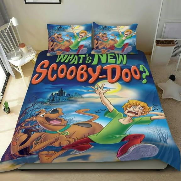 Scooby Themed Bed Sheet Set Three Piece Set 53x79 In ches Comfortable And Skin Friendly Unique Design Creating A Star Studded Night Home Decor Gifts For Family Friends fans