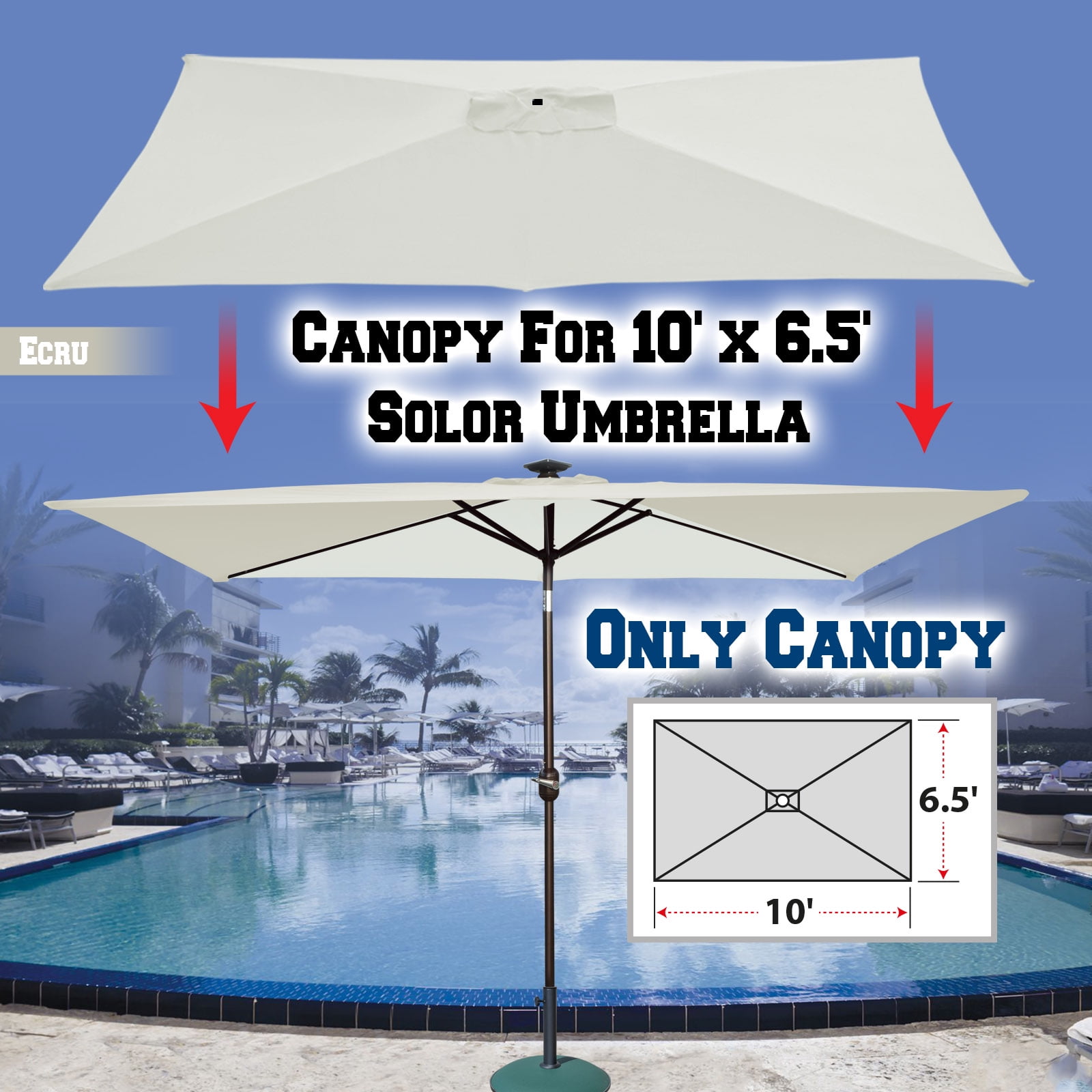 10ft 6 Rib Patio Umbrella Cover Canopy Replacement Parasol Top Cover Outdoor 