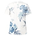 thumbnail image 4 of Fiudx Ofertas de La Semana Mujer Estampado Cuello Redondo Encaje Ahuecado Manga Corta Pulóver Blusa Camiseta Tops, 4 of 5