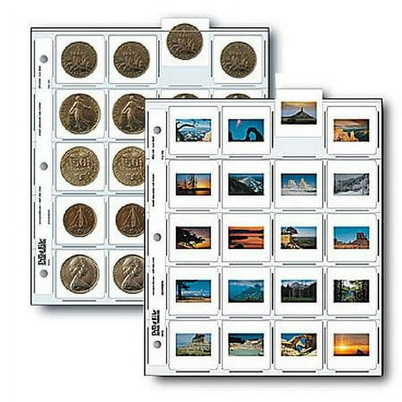 35mm Slide Pages Holds Twenty 2x2" Mounted Transparencies, Top Loading, Pack of 25