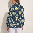 thumbnail image 2 of Black White Daisies Ditsy Long Sleeve Blouse Woman Streetwear Casual Shirts Summer Oversize Woman Streetwear Clothing Birthday Present, 2 of 7