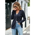 thumbnail image 5 of Women's Long Sleeve Cable Knit Sweater Open Front Cardigan Button Loose Outerwear, 5 of 7