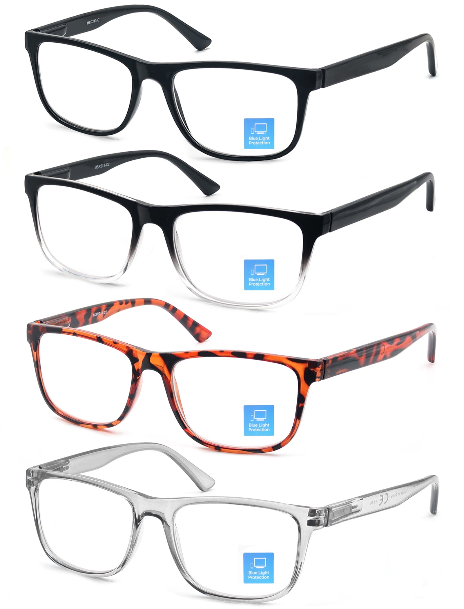 MODFANS Blue Light Blocking Reading Glasses Men Large Oversized Square Readers Wide fit Cheaters