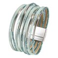 thumbnail image 2 of Pulsera rígida para mujer de cuero sintético PU, duradera, versátil, fácil de usar, multicapa. Azul menta, 2 of 9