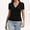 Black, variant on Galabris Women's Short Sleeve Polo Shirts Deep V Neck Business Lapel Tops Slim Fitted Going Out Basic Tee Ribbed Knit