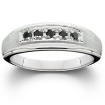 Pompeii Mens Black Diamond White Gold Ring Brushed Wedding Band (Black,VVS)