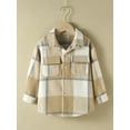 thumbnail image 2 of Musuos Kids Baby Plaid Shirt Jacket Casual Lapel Long Sleeve Button Jacket with Breast Pockets for Toddler Boys Girls, 2 of 8