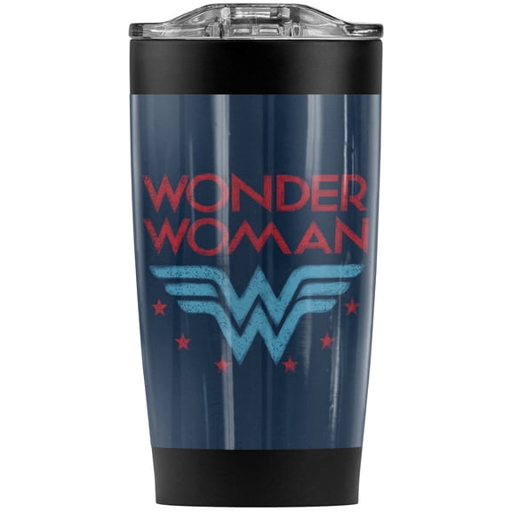 Wonder Woman Wonder Stars Stainless Steel Tumbler 20 oz Coffee Travel Mug/Cup, Vacuum Insulated & Double Wall with Leakproof Sliding Lid | Great for Hot Drinks and Cold Beverages