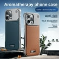 thumbnail image 3 of Luxury Magnetic PU Leather Aromatherapy Case For iPhone 15 16 Pro Max Plus Wireless Charging Borderless Case, 3 of 12