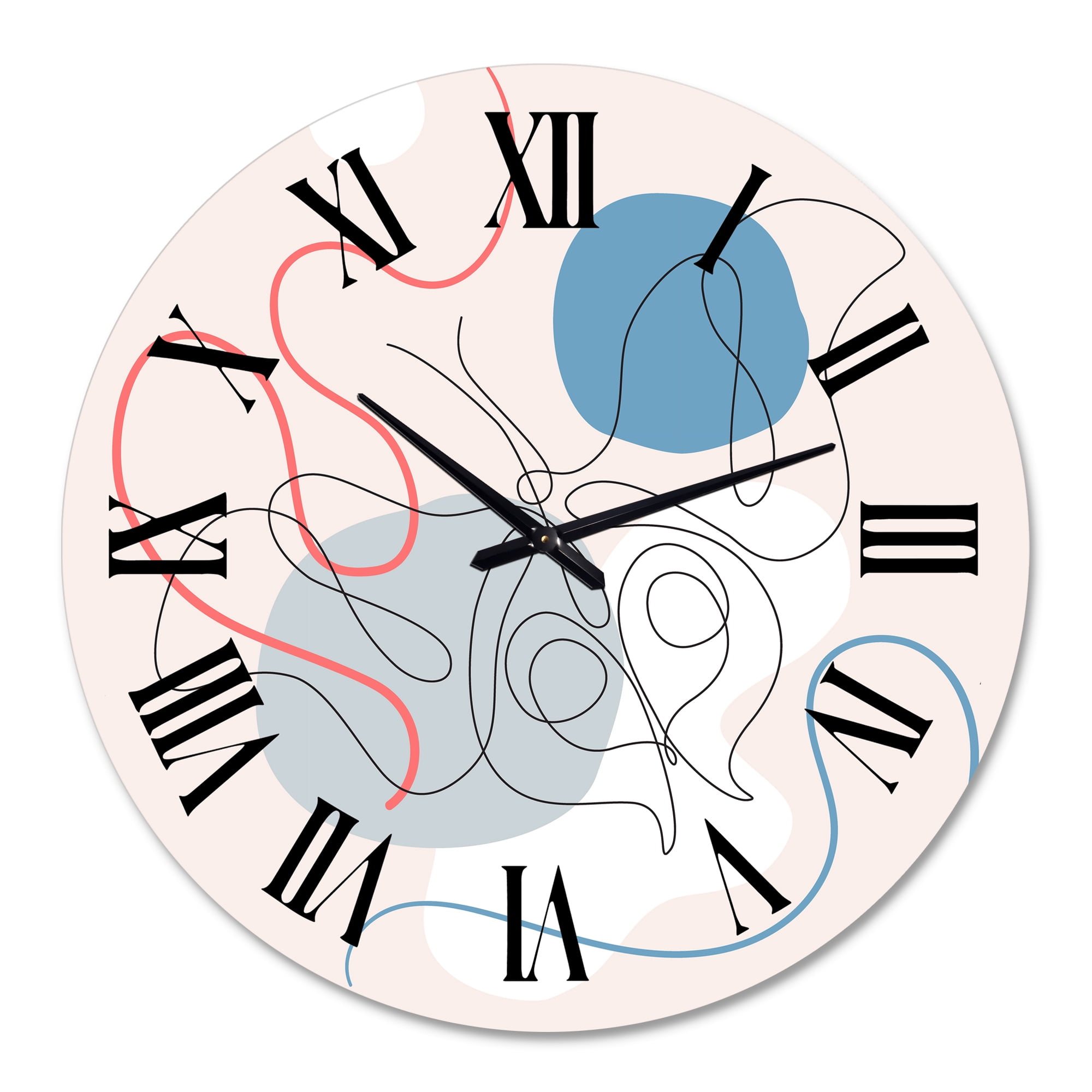 Designart 'Butterfly One Line Drawing On Cubism Shapes Ii' Modern Wall Clock