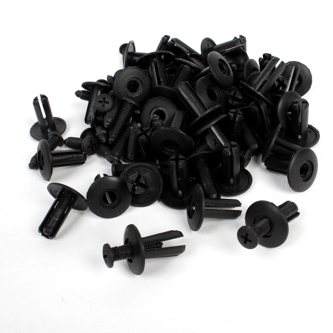 Unique Bargains 50 Pcs Car Black Door Fender 7mm Hole Push in Plastic