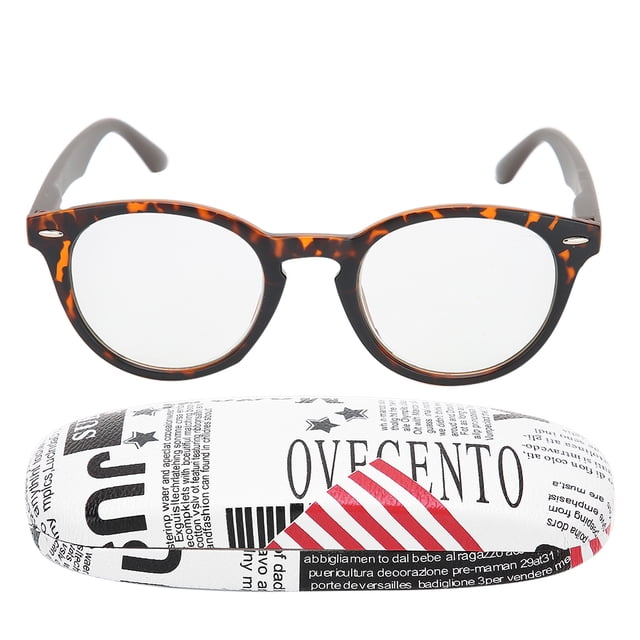 Gafas de lectura unisex para aliviar la fatiga visual, gafas para presbicia de alta definición con estuche(+400 Leopard Print Tawny Leg)