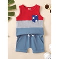 thumbnail image 3 of Coduop Toddler Boys Summer Outfit Set Sleeveless Contrast Color Tops and Shorts 2Pcs Clothes, 3 of 9