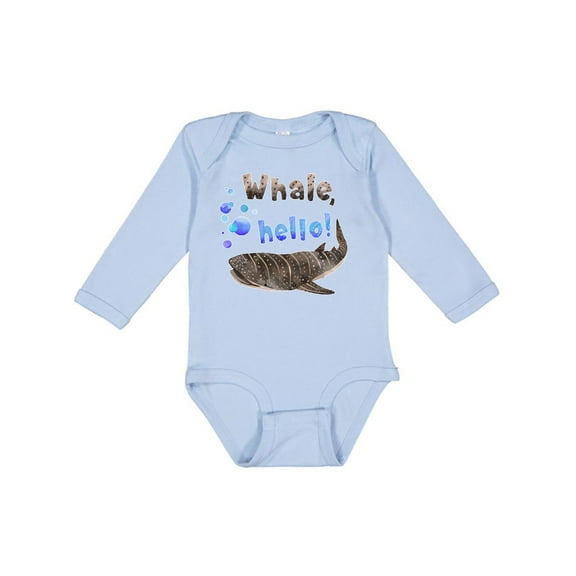 Inktastic Whale, Hello Cute Whale Shark with Bubbles Boys or Girls Long Sleeve Baby Bodysuit