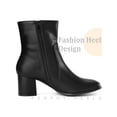 thumbnail image 3 of BLISSFUL STEP Women's Ankle Boots Chunky Heel Square Toe Side Zip Faux Leather Booties Black 9.5, 3 of 6