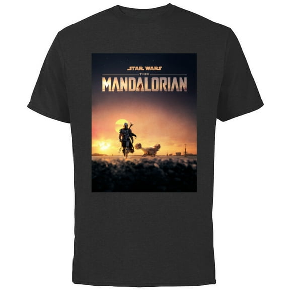 Star Wars The Mandalorian Disney  Series Poster - Short Sleeve Cotton T-Shirt for Adults - Customized-Black