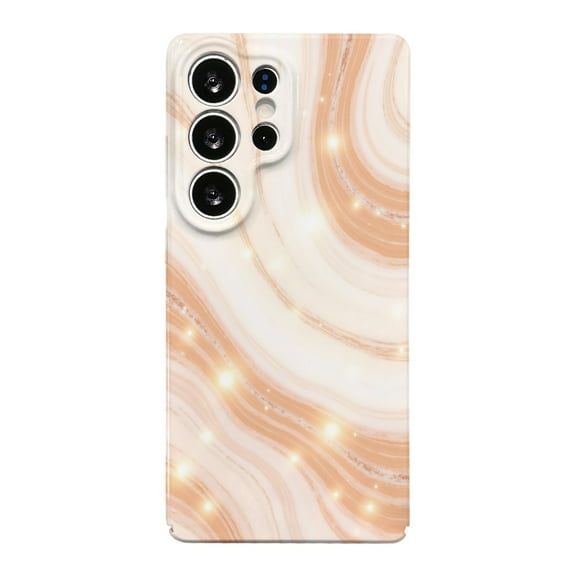 SKLYDDI Multicolor Marble Effect for Galaxy S25 Ultra Case - Peach Tones & Gold Accents, TPU, Flexible, Aesthetic Cute