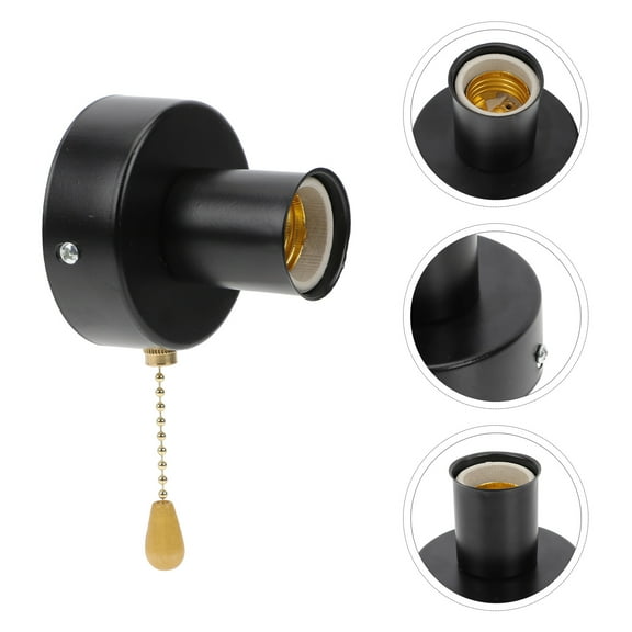 Worgeous 1Set Black Pull Cord Light Fixture Wall Lamp Lampholder in 8x8cm for Bar and Café Lighting