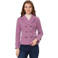 thumbnail image 1 of INSPIRE CHIC Caban à Revers Cranté à Double Boutonnage pour Femme Gris Violet m, 1 of 6