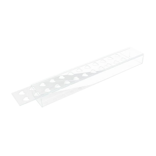 Jarrón rectangular de acrílico para flores, ideal como accesorio para fotos o para mesa. 24 Hoyos
