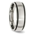 thumbnail image 5 of Mens Chisel 8mm Stainless Steel with Black Rubber Accent Satin Brushed Wedding Band Ring for Men, 5 of 6
