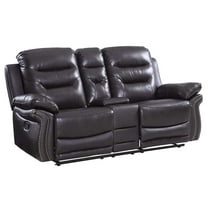 44" Comfortable Brown Leather Console Loveseat