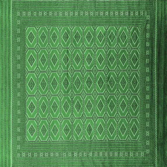Ahgly Company Indoor Square Oriental Emerald Green Industrial Area Rugs, 4' Square
