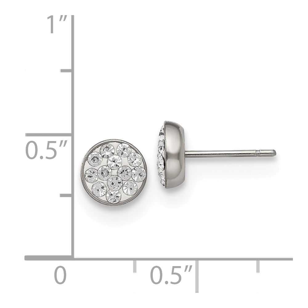 White Stainless Steel Earring Cluster Round Women'S Crystal Clear 6 mm