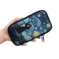 thumbnail image 2 of SEANATIVE Double Glasses Case for Women Men, Neoprene Zipper Eyeglasses Case Anti-Scratch Shockproof Lightweight Eyewear Pouch for Travel Outdoor Office Work, Black Cat Starry Night, 2 of 7