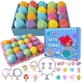 thumbnail image 1 of Paquete de 20 bombas de baño de sirena para niñas y niños con sorpresa en el interior, regalos de sirena para niñas, regalos de cumpleaños, Pascua, Navidad, joyería de princesa, juego de bombas de bañ, 1 of 5