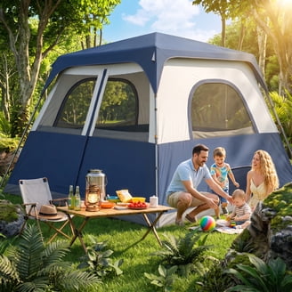 Coleman 4 Person 8' x 7' Family Camping Instant Cabin Tent, 1 Room