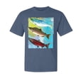 thumbnail image 1 of Wild Bobby, Atlantic Chum Sakeye Salmon, Fish, Trio Garment-Dyed Washed Look Short Sleeve Tees, Navy, Small, 1 of 3