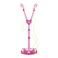 thumbnail image 2 of Kids Girl Pink Twin Micrófono con soporte ajustable, luz y música Rosado Sunnimix Máquina de karaoke para niños, 2 of 8