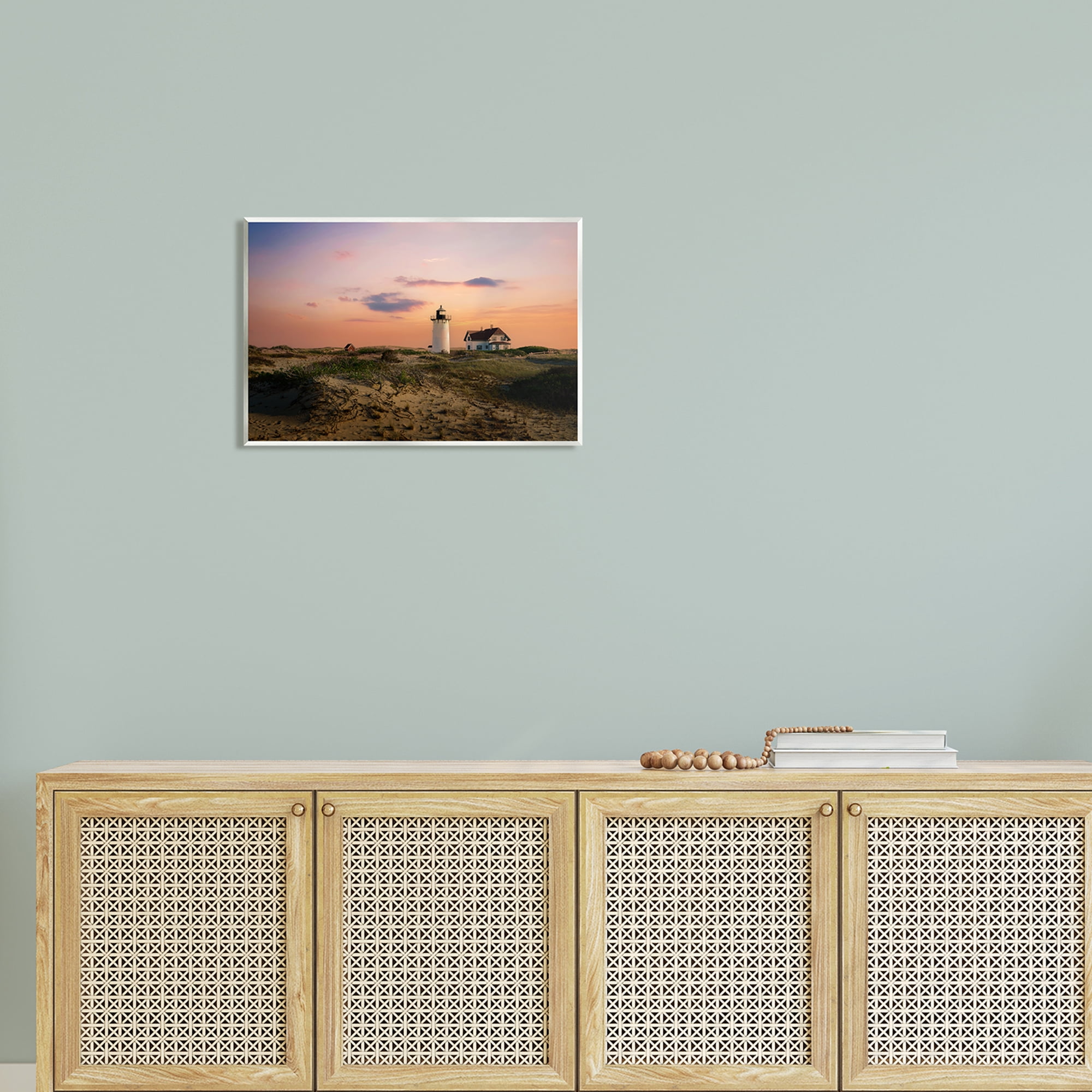 Stupell Rural Coast Lighthouse Dunes Landscape Photography Wall Plaque Unframed Art Print Wall Art