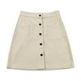 thumbnail image 2 of Baqcunre Skirts for Women Womens Corduroy Skirts Fall Winter High Waist Button Down A Line Short Mini Skirt with Pockets Mini Skirt Women's Skirts White S(Hot), 2 of 6