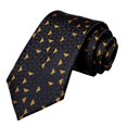 thumbnail image 5 of Hi-Tie Black Gold Plaid Tie for Men Silk Necktie Pocket Square Cufflinks Set Wedding Business Party, 5 of 6