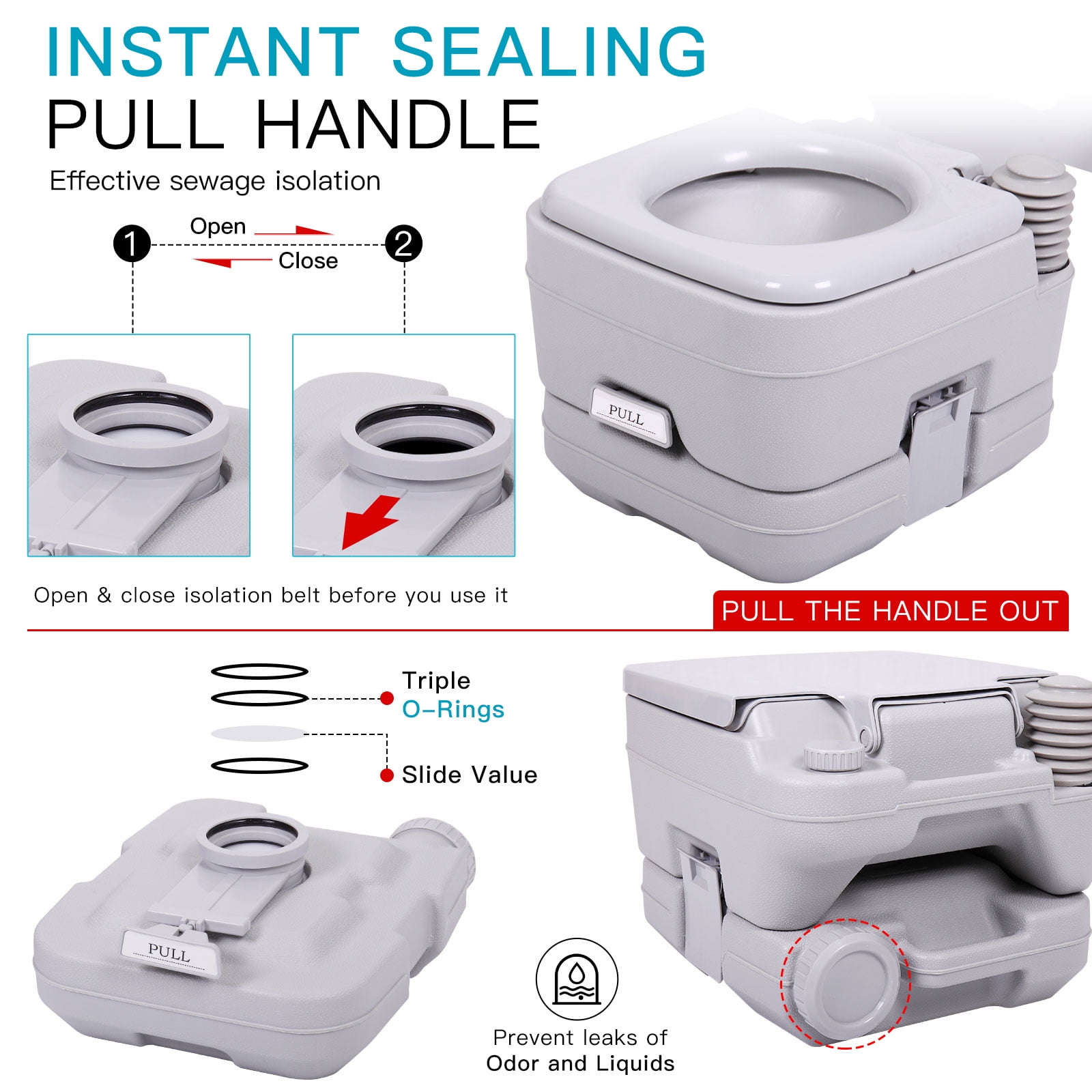 Jaxpety 2.6 Gallon Camping Toilet Outdoor Porta Potty for RV Travel, Camping, Boating, Hospital, Truck