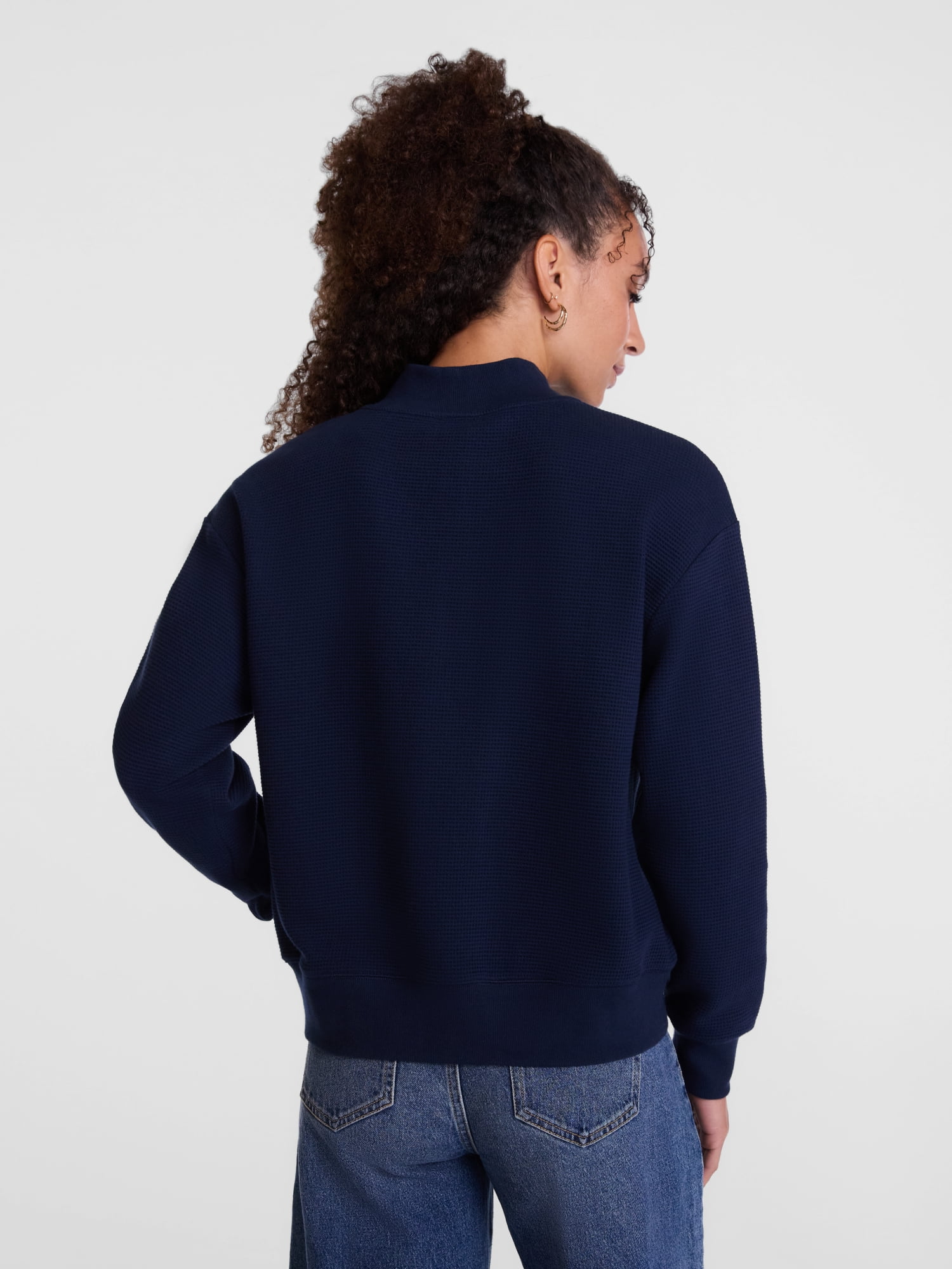 Scenario Women's and Women's Plus Waffle Knit Button Top with Long Sleeves, Sizes XS-4X