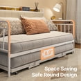 thumbnail image 6 of Asofer Twin Daybed, Trundle & Metal Frame with Upholstered Storage Headboard & Charging Station, White, 6 of 10