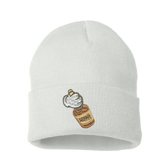 ALLNTRENDS Adult Beanie Mickey Hands Henny Embroidered Hat Winter Cap Outfit (White)